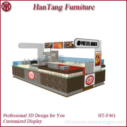 New 3D Max Design Shopping Mall Wooden Juice Yogurt Kiosk With Lighting Logo